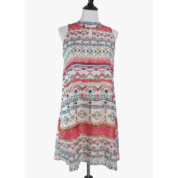 Cloth & People Size M Geometric Print A-Line Dress Multicolor - Picture 1 of 9